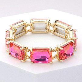 Emerald Cut Stone Stretch Evening Bracelet