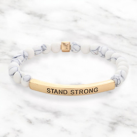 Stand Strong Message Natural Stone Stretch Bracelet