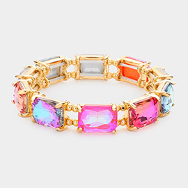 Emerald Cut Stone Stretch Evening Bracelet