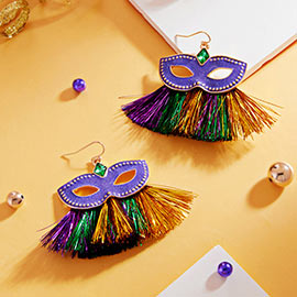 Mardi Gras Mask Tassel Fringe Dangle Earrings