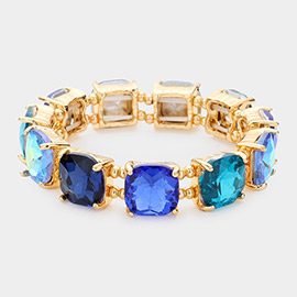 Cushion Square Stone Stretch Evening Bracelet