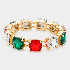 Cushion Square Stone Stretch Evening Bracelet
