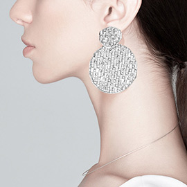 Rectangle Stone Accented Disc Linked Earrings