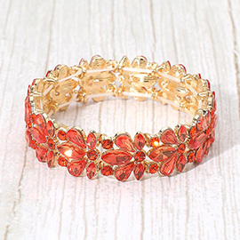Floral Crystal Stretch Evening Bracelet