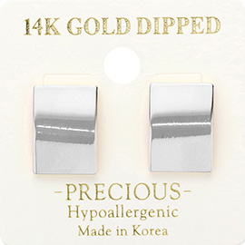 14K Gold Dipped Hypoallergenic Rectangular Plate Stud Earrings