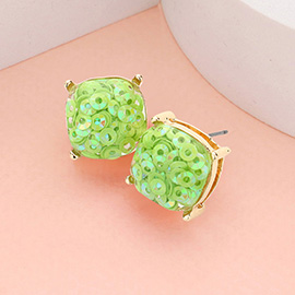 Square Druzy Stud Earrings