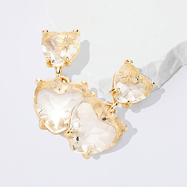 Heart Stone Cluster Dangle Earrings