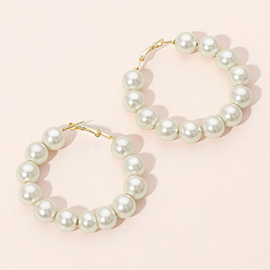 Pearl Ball Hoop Earrings