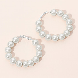 Pearl Ball Hoop Earrings