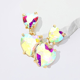 Heart Stone Cluster Dangle Earrings