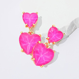 Heart Stone Cluster Dangle Earrings