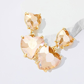 Heart Stone Cluster Dangle Earrings