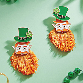 St Patricks Day Leprechaun Dangle Earrings