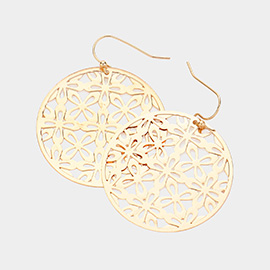 Abstract Pattern Circle Metal Filigree Dangle Earrings