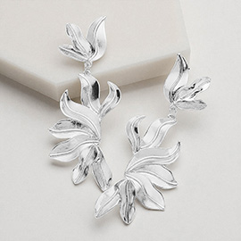 Textured Metal Leaf Dangle Earrings