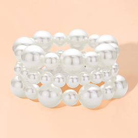 3PCS - Pearl Beaded Multi Layered Stretch Bracelets