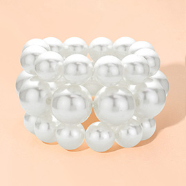 3PCS - Pearl Beaded Multi Layered Stretch Bracelets