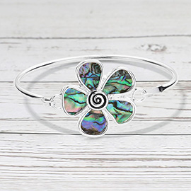 Abalone Flower Spiral Accent Bangle Bracelet