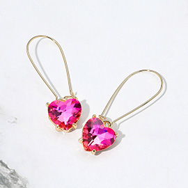 Heart Stone Cluster Dangle Earrings