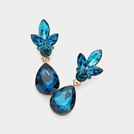 Teardrop Stone Cluster Dangle Evening Earrings