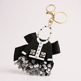 Resin Jacket Pointed Sequin Bow Keychain Bag Charm