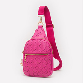 Faux Braided Leather Sling Bag