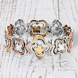 Antique Metal Quatrefoil Stretch Bracelet