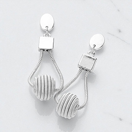 Metal Wire Ball Pointed Abstract Dangle Earrings