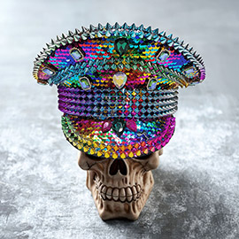 Spike Studded Rainbow Captain Hat