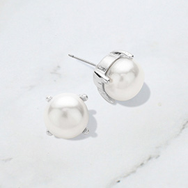 Pearl Cushion Stud Earrings