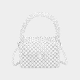 Pearl Beaded Mini Top Handle Handbag / Crossbody Bag