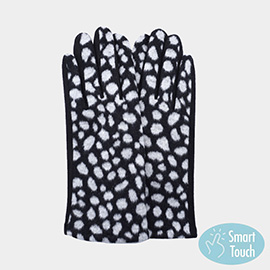 Fuzzy Fux Fur Leopard Print Smart Touch Gloves