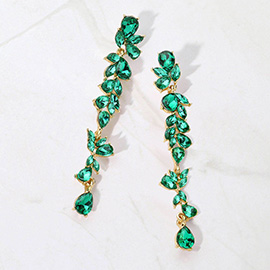 Teardrop Marquise Stone Cluster Embellished Dropdown Evening Earrings
