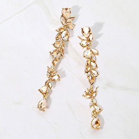 Teardrop Marquise Stone Cluster Embellished Dropdown Evening Earrings
