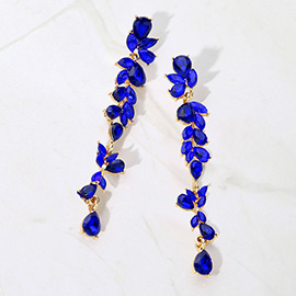 Teardrop Marquise Stone Cluster Embellished Dropdown Evening Earrings