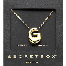 SECRET BOX_ -G- 14K Gold Dipped Bubble Initial Monogram Pendant Necklace