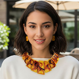 Bold Abstract Resin Bib Statement Necklace