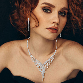 Rhinestone Paved Y Shaped Necklace