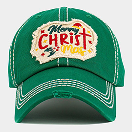 Merry CHRISTMas Message Accented Vintage Baseball Cap