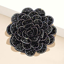 Bling Studded Flower Brooch Hair Clip