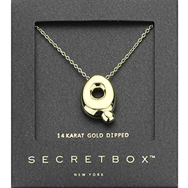 SECRET BOX_ -Q- 14K Gold Dipped Bubble Initial Monogram Pendant Necklace