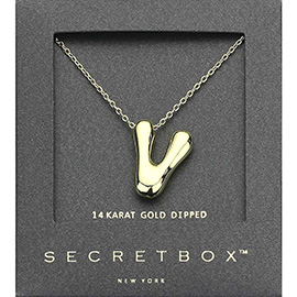 SECRET BOX_ -V- 14K Gold Dipped Bubble Initial Monogram Pendant Necklace