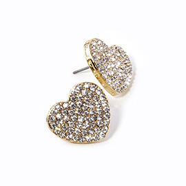 Rhinestone Crystal Pave Heart Stud Earrings