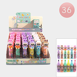 36PCS - Monster Bunny Character Fluorescent Highlighter Pens