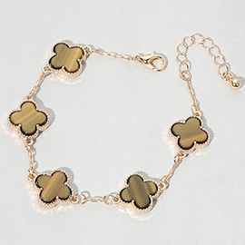 Quatrefoil Charm Link Chain Bracelet