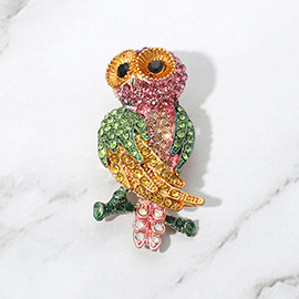 Stone Paved Owl Pin Brooch