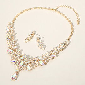 Marquise Stone Cluster Embellished Evening Necklace