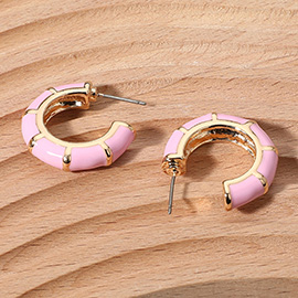 Enamel Bamboo Hoop Earrings