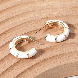 Enamel Bamboo Hoop Earrings