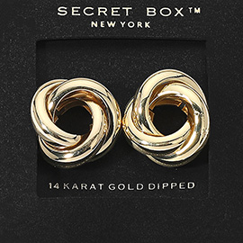 SECRET BOX_14K Gold Dipped Knot Stud Earrings
